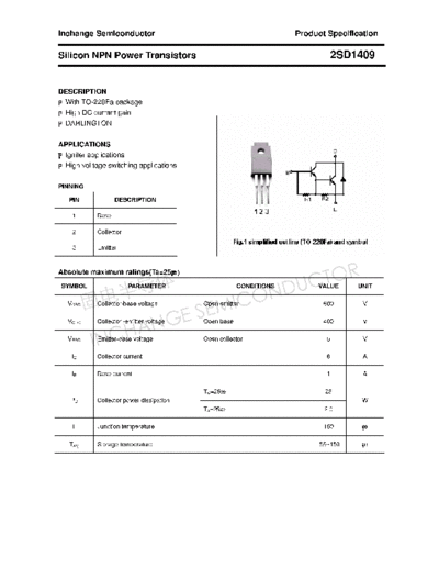 Inchange Semiconductor 2sd1409  . Electronic Components Datasheets Active components Transistors Inchange Semiconductor 2sd1409.pdf