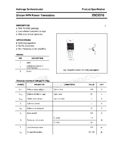 Inchange Semiconductor 2sc2516  . Electronic Components Datasheets Active components Transistors Inchange Semiconductor 2sc2516.pdf