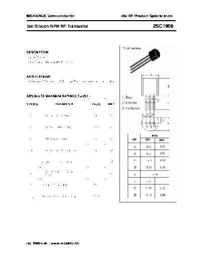 Inchange Semiconductor 2sc1906  . Electronic Components Datasheets Active components Transistors Inchange Semiconductor 2sc1906.pdf