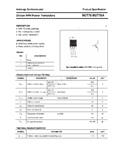 Inchange Semiconductor but76 but76a  . Electronic Components Datasheets Active components Transistors Inchange Semiconductor but76_but76a.pdf