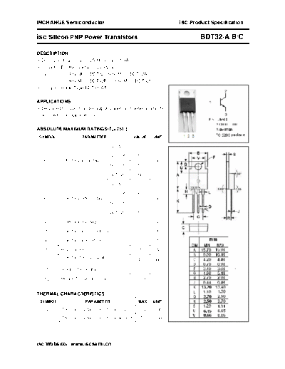 Inchange Semiconductor bdt32 a b c  . Electronic Components Datasheets Active components Transistors Inchange Semiconductor bdt32_a_b_c.pdf