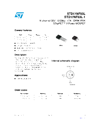 ST std17nf03l std17nf03l-1  . Electronic Components Datasheets Active components Transistors ST std17nf03l_std17nf03l-1.pdf