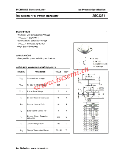 Inchange Semiconductor 2sc3371  . Electronic Components Datasheets Active components Transistors Inchange Semiconductor 2sc3371.pdf