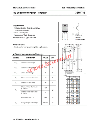 Inchange Semiconductor 2sd1716  . Electronic Components Datasheets Active components Transistors Inchange Semiconductor 2sd1716.pdf