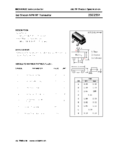 Inchange Semiconductor 2sc2351  . Electronic Components Datasheets Active components Transistors Inchange Semiconductor 2sc2351.pdf