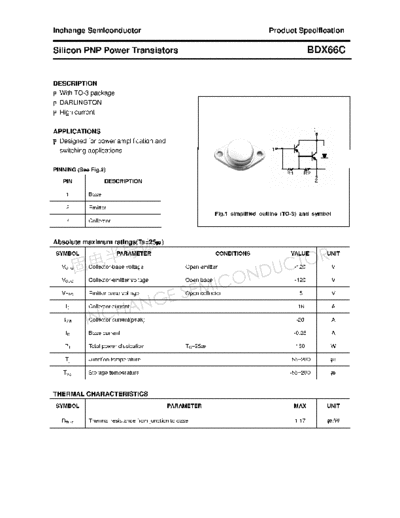 Inchange Semiconductor bdx66c  . Electronic Components Datasheets Active components Transistors Inchange Semiconductor bdx66c.pdf