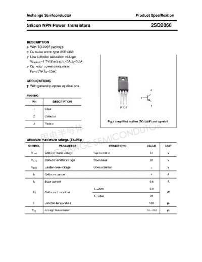 Inchange Semiconductor 2sd2060  . Electronic Components Datasheets Active components Transistors Inchange Semiconductor 2sd2060.pdf