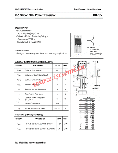 Inchange Semiconductor bd705  . Electronic Components Datasheets Active components Transistors Inchange Semiconductor bd705.pdf
