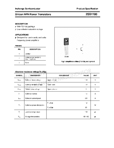 Inchange Semiconductor 2sd1180  . Electronic Components Datasheets Active components Transistors Inchange Semiconductor 2sd1180.pdf