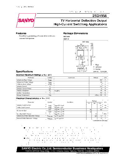 Sanyo 2sd1958  . Electronic Components Datasheets Active components Transistors Sanyo 2sd1958.pdf