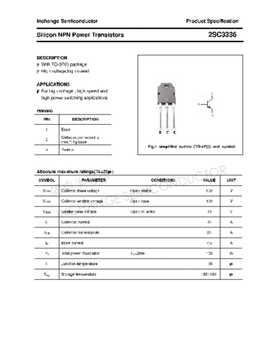 Inchange Semiconductor 2sc3336  . Electronic Components Datasheets Active components Transistors Inchange Semiconductor 2sc3336.pdf