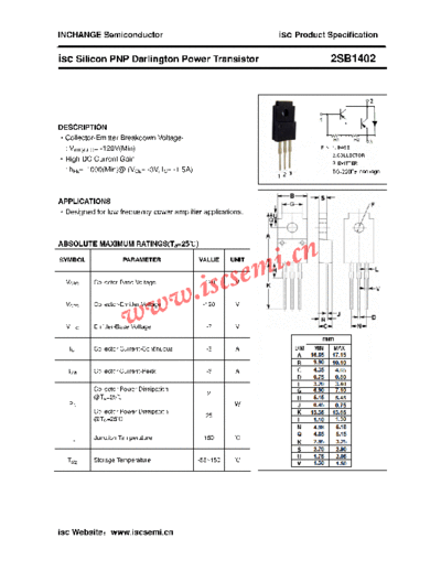 Inchange Semiconductor 2sb1402  . Electronic Components Datasheets Active components Transistors Inchange Semiconductor 2sb1402.pdf