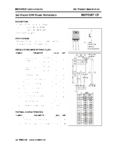 Inchange Semiconductor bup23bf cf  . Electronic Components Datasheets Active components Transistors Inchange Semiconductor bup23bf_cf.pdf