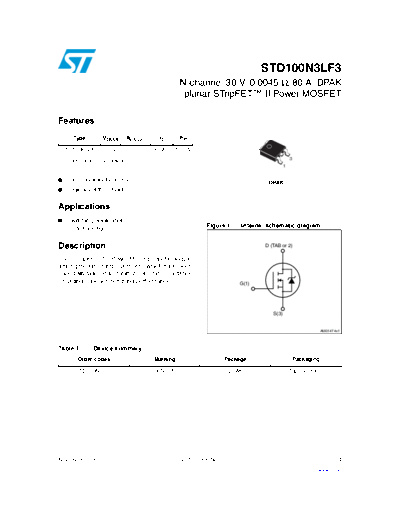 ST std100n3lf3  . Electronic Components Datasheets Active components Transistors ST std100n3lf3.pdf
