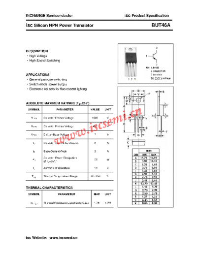 Inchange Semiconductor but46a  . Electronic Components Datasheets Active components Transistors Inchange Semiconductor but46a.pdf