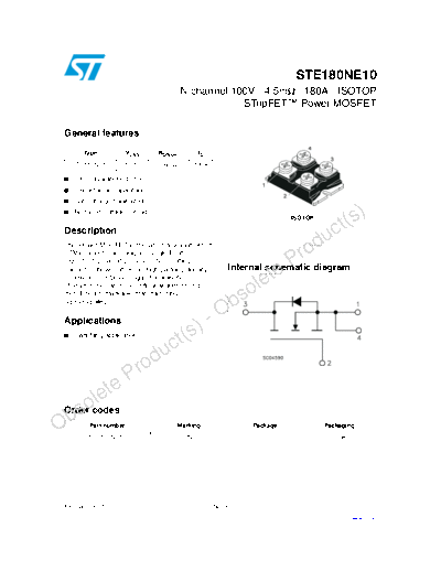 ST ste180ne10  . Electronic Components Datasheets Active components Transistors ST ste180ne10.pdf