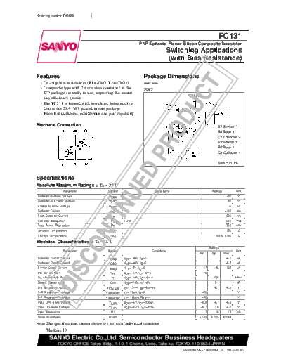 Sanyo fc131  . Electronic Components Datasheets Active components Transistors Sanyo fc131.pdf