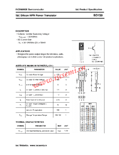 Inchange Semiconductor bd159  . Electronic Components Datasheets Active components Transistors Inchange Semiconductor bd159.pdf