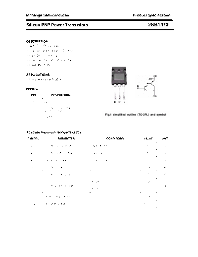 Inchange Semiconductor 2sb1470  . Electronic Components Datasheets Active components Transistors Inchange Semiconductor 2sb1470.pdf