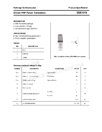 Inchange Semiconductor 2sb1019  . Electronic Components Datasheets Active components Transistors Inchange Semiconductor 2sb1019.pdf