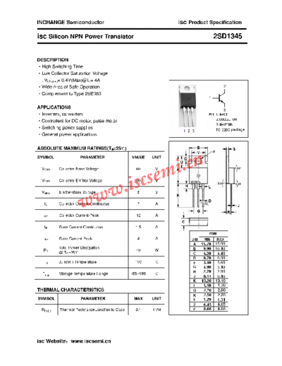 Inchange Semiconductor 2sd1345  . Electronic Components Datasheets Active components Transistors Inchange Semiconductor 2sd1345.pdf