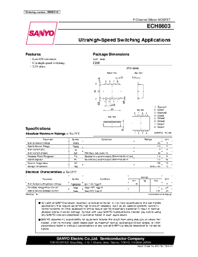 Sanyo ech8603  . Electronic Components Datasheets Active components Transistors Sanyo ech8603.pdf