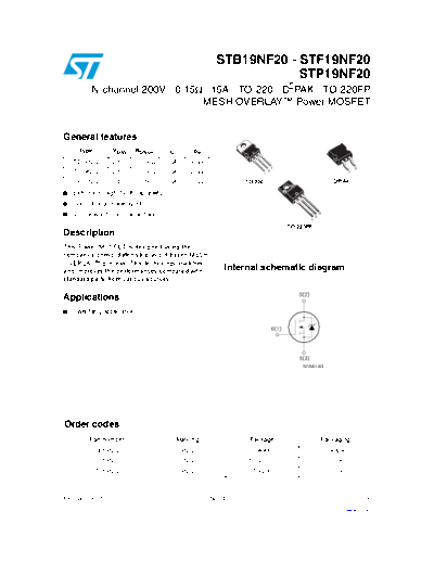 ST b19nf20  f9nf20  p19nf20  . Electronic Components Datasheets Active components Transistors ST stb19nf20_stf9nf20_stp19nf20.pdf