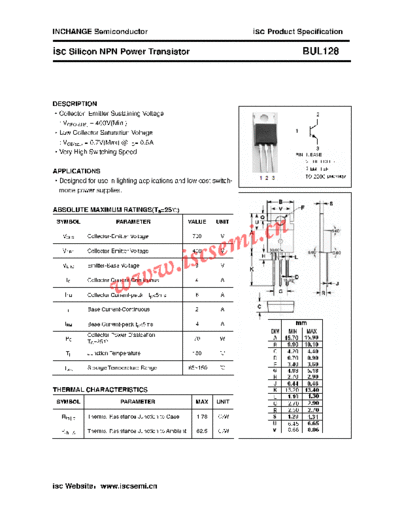 Inchange Semiconductor bul128  . Electronic Components Datasheets Active components Transistors Inchange Semiconductor bul128.pdf