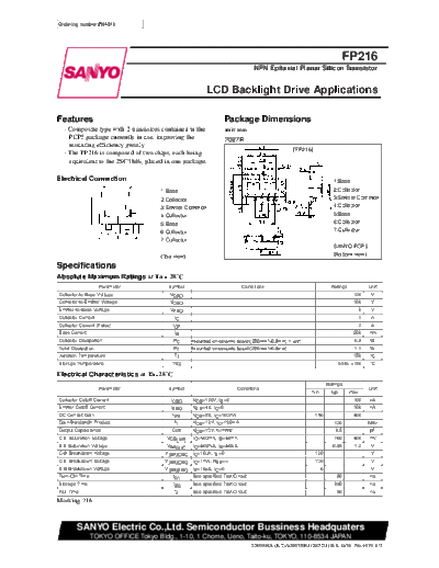 Sanyo fp216  . Electronic Components Datasheets Active components Transistors Sanyo fp216.pdf