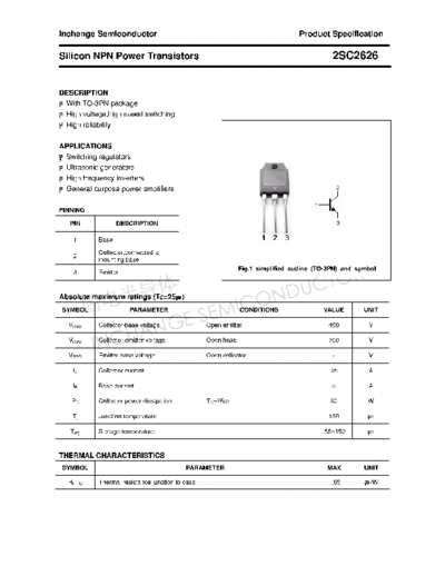 Inchange Semiconductor 2sc2626  . Electronic Components Datasheets Active components Transistors Inchange Semiconductor 2sc2626.pdf