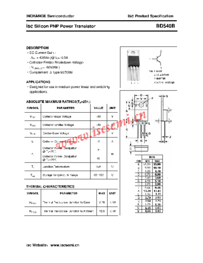 Inchange Semiconductor bd540b  . Electronic Components Datasheets Active components Transistors Inchange Semiconductor bd540b.pdf