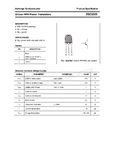 Inchange Semiconductor 2sc3322  . Electronic Components Datasheets Active components Transistors Inchange Semiconductor 2sc3322.pdf