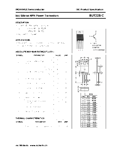 Inchange Semiconductor but22b c  . Electronic Components Datasheets Active components Transistors Inchange Semiconductor but22b_c.pdf