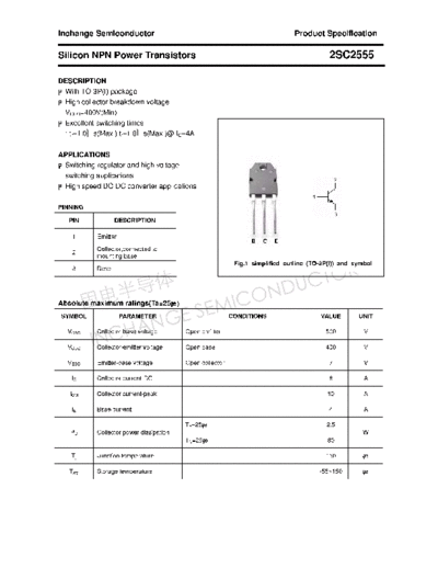 Inchange Semiconductor 2sc2555  . Electronic Components Datasheets Active components Transistors Inchange Semiconductor 2sc2555.pdf