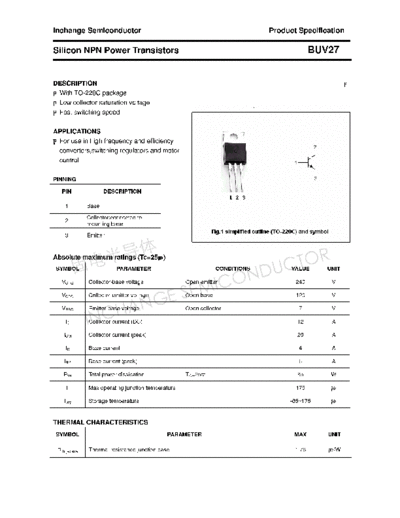 Inchange Semiconductor buv27  . Electronic Components Datasheets Active components Transistors Inchange Semiconductor buv27.pdf