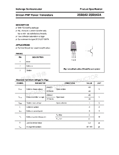 Inchange Semiconductor 2sb942 2sb942a  . Electronic Components Datasheets Active components Transistors Inchange Semiconductor 2sb942_2sb942a.pdf