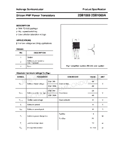 Inchange Semiconductor 2sb1069 2sb1069a  . Electronic Components Datasheets Active components Transistors Inchange Semiconductor 2sb1069_2sb1069a.pdf