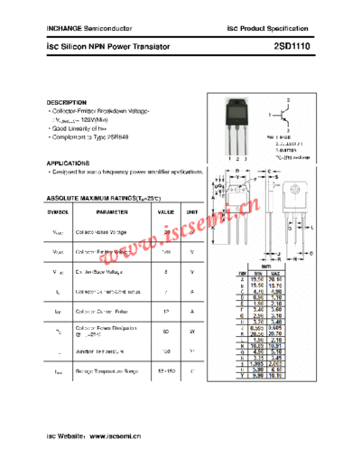 Inchange Semiconductor 2sd1110  . Electronic Components Datasheets Active components Transistors Inchange Semiconductor 2sd1110.pdf