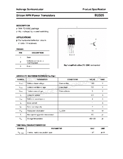 Inchange Semiconductor bu505  . Electronic Components Datasheets Active components Transistors Inchange Semiconductor bu505.pdf