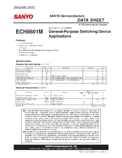 Sanyo ech8601m  . Electronic Components Datasheets Active components Transistors Sanyo ech8601m.pdf