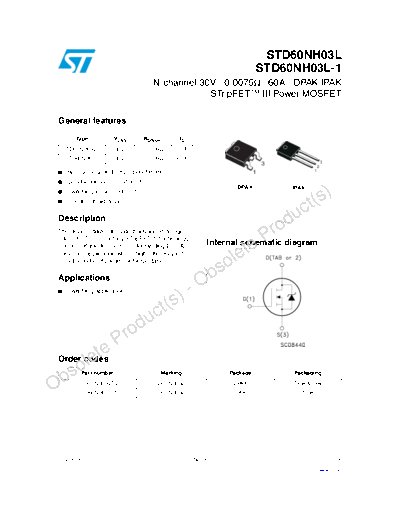 ST std60nh03l std60nh03l-1  . Electronic Components Datasheets Active components Transistors ST std60nh03l_std60nh03l-1.pdf