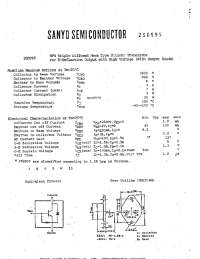 Sanyo 2sd995  . Electronic Components Datasheets Active components Transistors Sanyo 2sd995.pdf