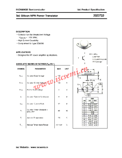 Inchange Semiconductor 2sd732  . Electronic Components Datasheets Active components Transistors Inchange Semiconductor 2sd732.pdf