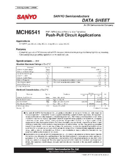 Sanyo mch6541  . Electronic Components Datasheets Active components Transistors Sanyo mch6541.pdf