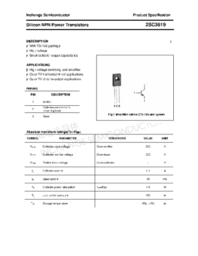 Inchange Semiconductor 2sc3619  . Electronic Components Datasheets Active components Transistors Inchange Semiconductor 2sc3619.pdf