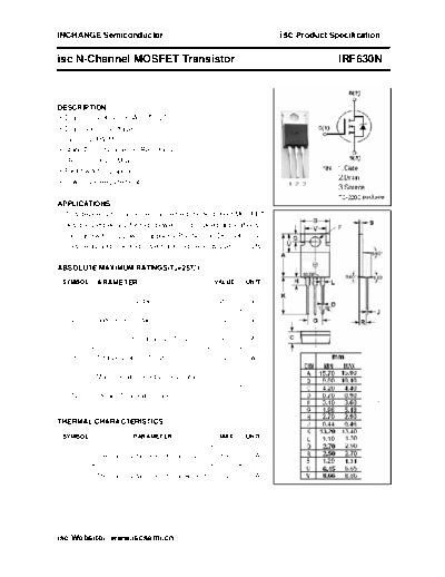 Inchange Semiconductor irf630n  . Electronic Components Datasheets Active components Transistors Inchange Semiconductor irf630n.pdf