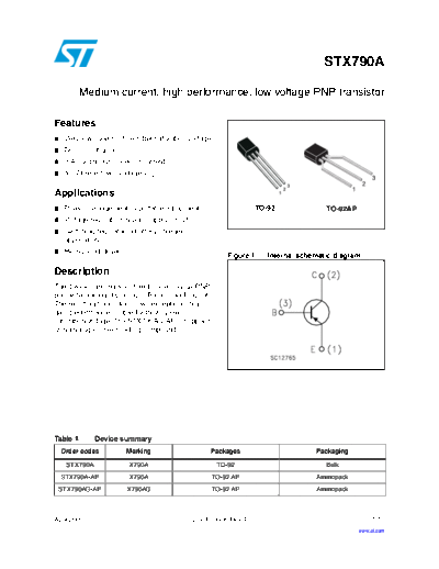 ST stx790a  . Electronic Components Datasheets Active components Transistors ST stx790a.pdf