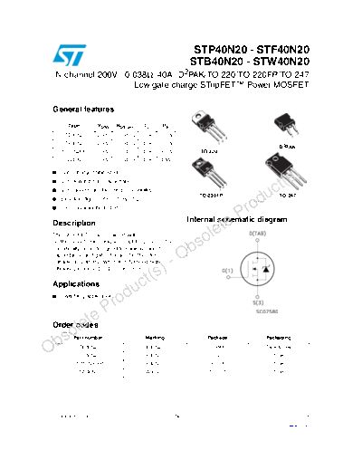 ST b40n20  p40n20  p40n20fp  w40n20  . Electronic Components Datasheets Active components Transistors ST stb40n20_stp40n20_stp40n20fp_stw40n20.pdf