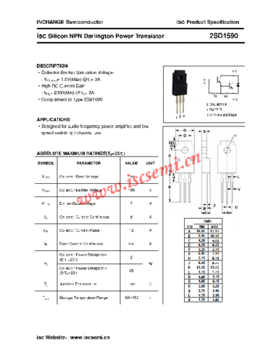Inchange Semiconductor 2sd1590  . Electronic Components Datasheets Active components Transistors Inchange Semiconductor 2sd1590.pdf