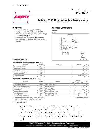 . Electronic Components Datasheets 2sk1067  . Electronic Components Datasheets Active components Transistors Sanyo 2sk1067.pdf